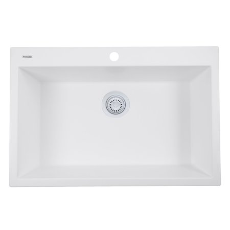 Nantucket Sinks White Disposal Flange For Granite Composite Sinks 3.5DF-GCW